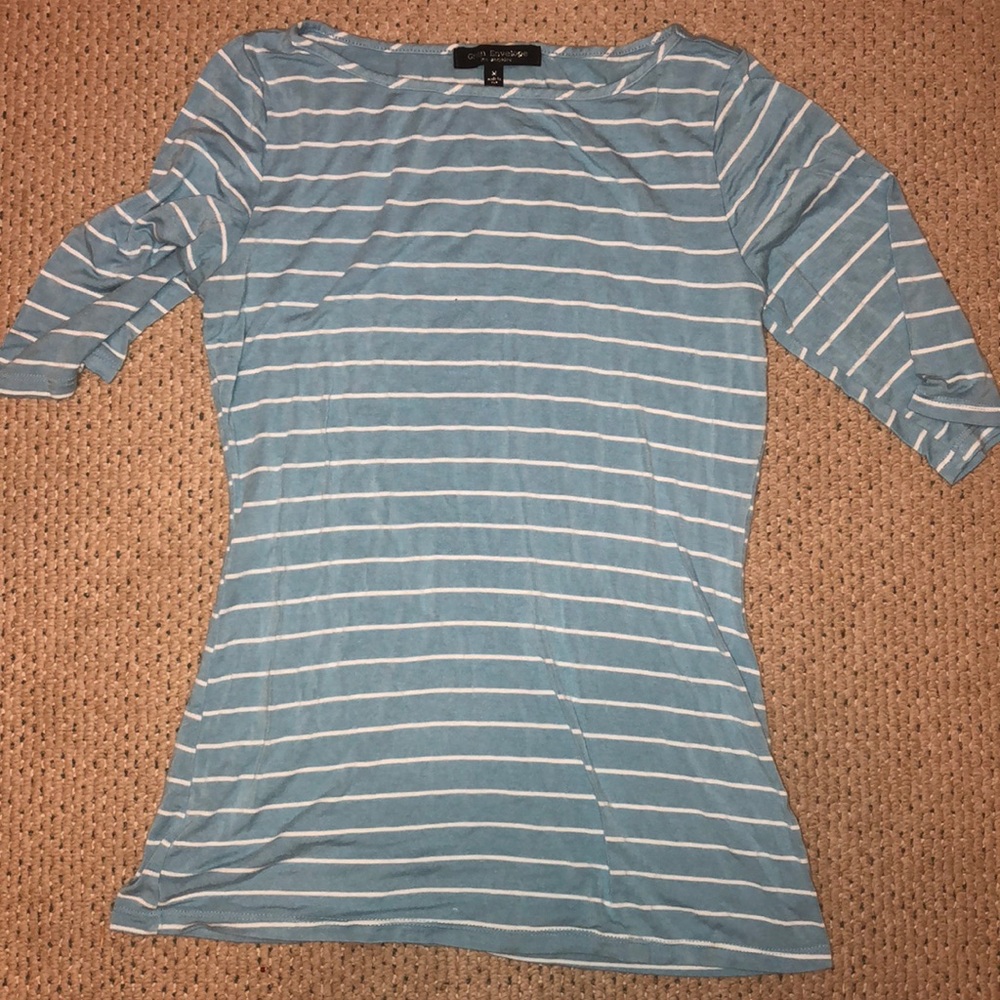 blue and white striped shirt